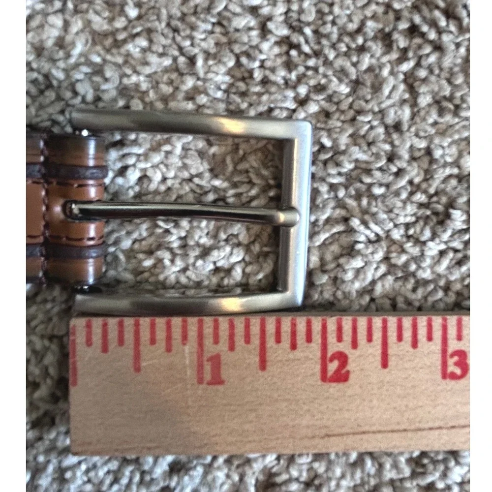 Florsheim Preppy Classic Cognac Brown Leather Dress Belt Silver Buckle SZ 50